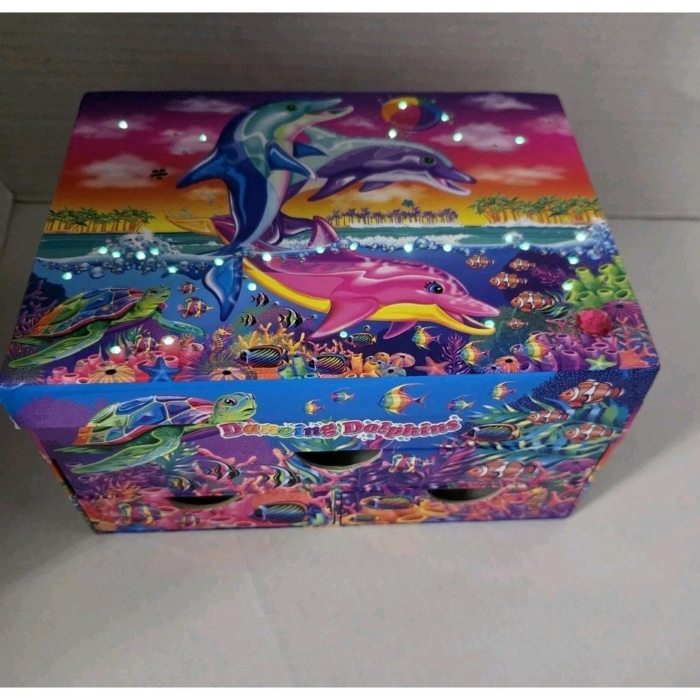 Lisa Frank Dancing Dolphins Light Up Jewelry Box Ocean Sea Turtle Colorful